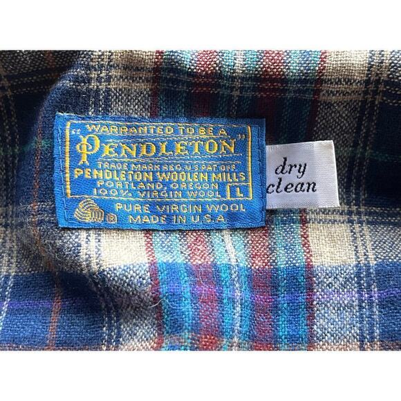Vintage Pendleton 100% Virgin Wool navy Bomber Lined Jacket. Plaid Lined. LARGE. - Picture 4 of 10